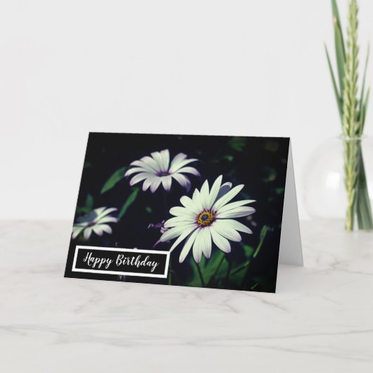 White Garden Flowers Schattig Happy Birthday Kaart (Voorkant)