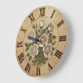 White Garden Flowers Wall Clock Grote Klok (Hoek)