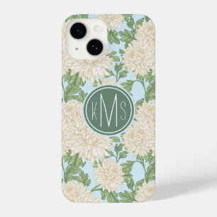 White Garden Mum Flower Pattern iPhone 14 Hoesje