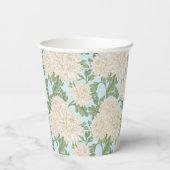 White Garden Mum Flower Pattern Papieren Bekers (Achterkant)