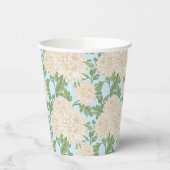White Garden Mum Flower Pattern Papieren Bekers (Links)