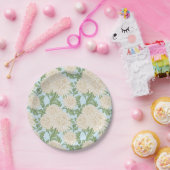 White Garden Mum Flower Pattern Papieren Bordje (Feest)