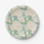 White Garden Mum Flower Pattern Papieren Bordje (Voorkant)