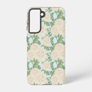 White Garden Mum Flower Pattern Samsung Galaxy Hoesje