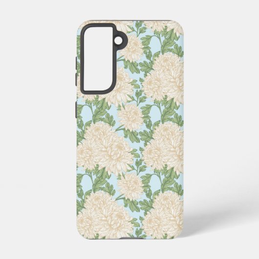 White Garden Mum Flower Pattern Samsung Galaxy Hoesje (Achterkant)