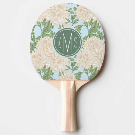 White Garden Mum Flower Pattern Tafeltennisbatje (Voorkant)
