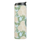White Garden Mum Flower Pattern Thermosbeker (Gedraaid links)
