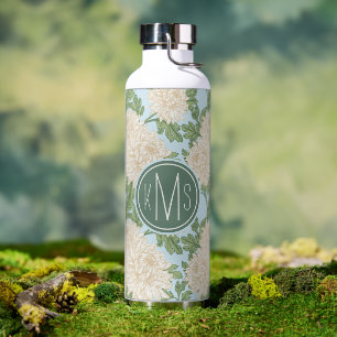 White Garden Mum Flower Pattern Waterfles
