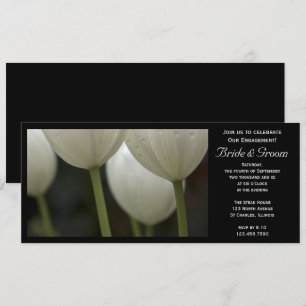 White Garden Tulips Spring Engagement Party Kaart