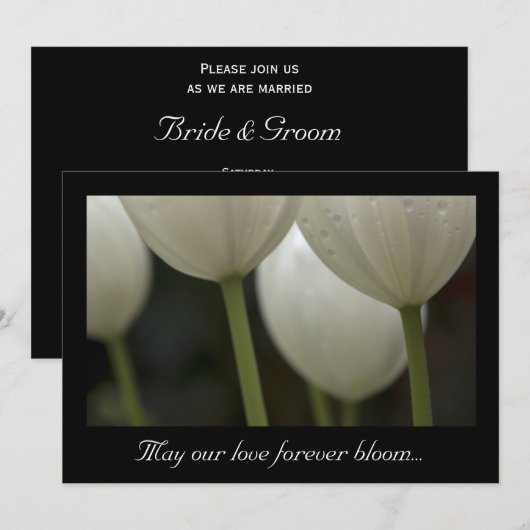 White Garden Tulips Spring Wedding Kaart (Voorkant / Achterkant)