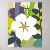 White Gardenia Abstracte Florals Color Block Moder Poster (Voorkant)