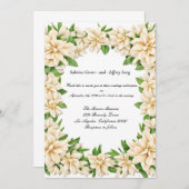 White Gardenia Floral Wedding Kaart (Voorkant / Achterkant)