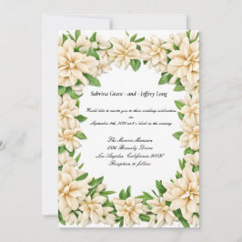 White Gardenia Floral Wedding Kaart