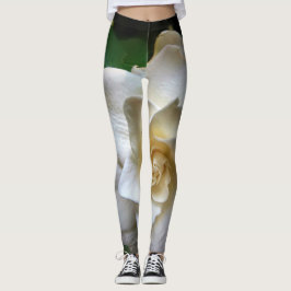 White Gardenia Flower Leggings