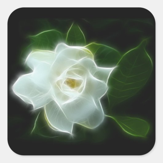 White Gardenia Flower Plant Vierkante Sticker (Voorkant)