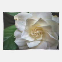 White Gardenia Flower Towels