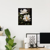 White Gardenia Flowers Art Print Poster (Thuiskantoor)