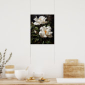 White Gardenia Flowers Art Print Poster (Keuken)