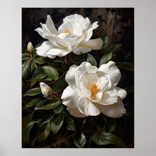 White Gardenia Flowers Art Print Poster (Voorkant)