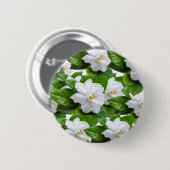 White Gardenia Flowers Ronde Button 5,7 Cm (Voorkant /achterkant)