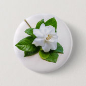 White Gardenia Flowers Ronde Button 5,7 Cm (Voorkant)