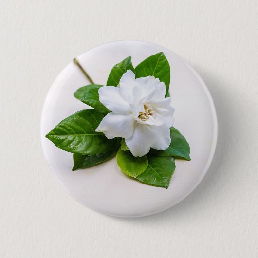White Gardenia Flowers Ronde Button 5,7 Cm (Voorkant)