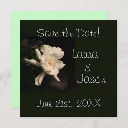White Gardenia "Save the Date" Square Card Save The Date (Voorkant / Achterkant)