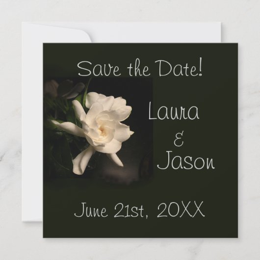 White Gardenia "Save the Date" Square Card Save The Date (Voorkant)