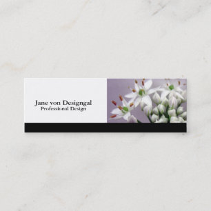 White Garlic Chive Blossom op Paars Mini Visitekaartje