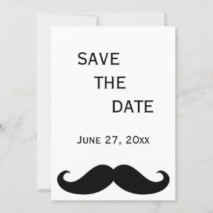 White Gay Wedding Save the Date Kaart Mustache