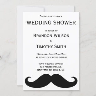 White Gay Wedding Shower nodigt mustache uit Kaart