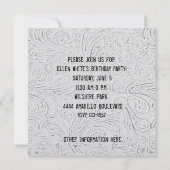 White-geboost leder en Black Lace-uitnodiging Kaart (Achterkant)
