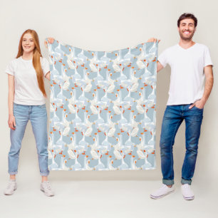 White Geese Pattern Fleece Deken
