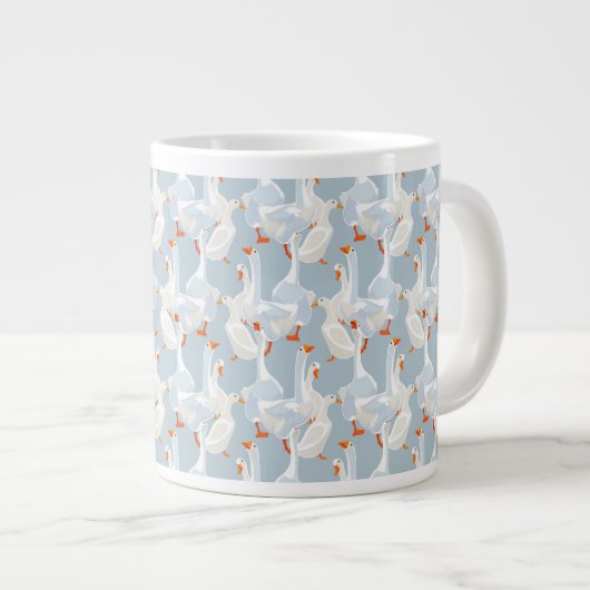 White Geese Pattern Grote Koffiekop (Voorkant rechts)