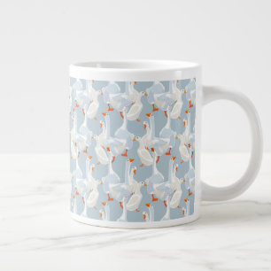 White Geese Pattern Grote Koffiekop