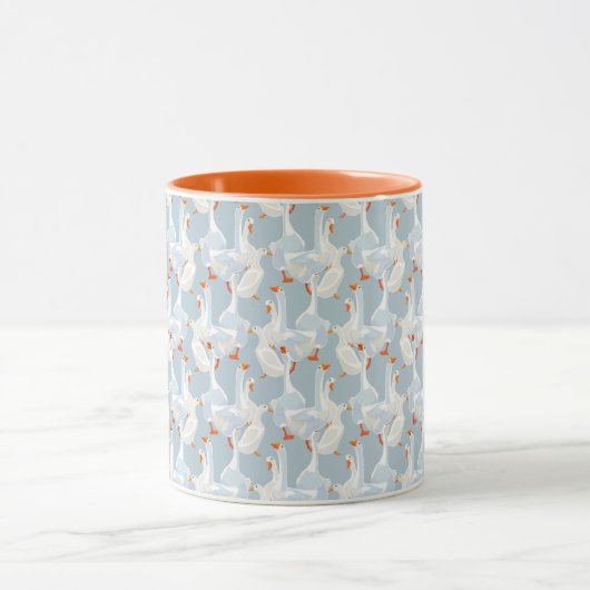White Geese Pattern Mok (Midden)