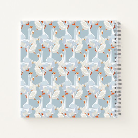 White Geese Pattern Notitieboek (Achterkant)