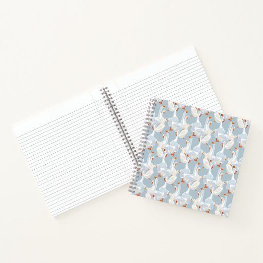 White Geese Pattern Notitieboek (Binnen)
