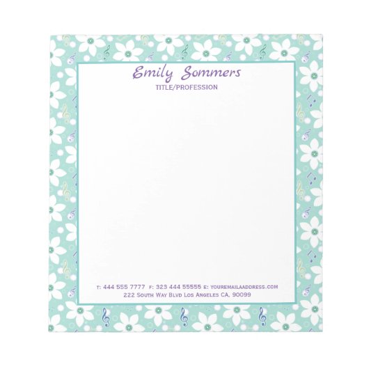 White Gently Flowers Notitieblok (Voorkant)