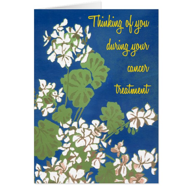 White Geraniums on Blue Cancer Treatment Support (Voorkant)