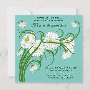 White Gerber Daisy Flowers Boy Baby shower Kaart