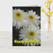 White Gerber Daisy Happy Birthday Kaart (Gele Bloem)