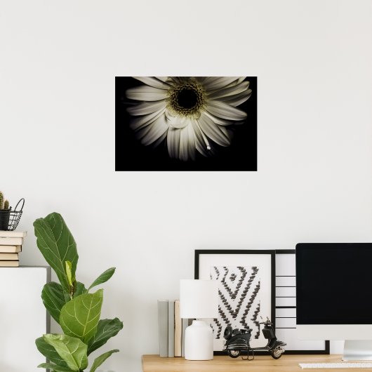 White Gerber Daisy Poster (Thuiskantoor)