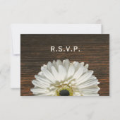 White Gerbera & Barnwood Rustic Wedding RSVP (Voorkant)