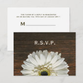 White Gerbera & Barnwood Rustic Wedding RSVP Kaartje (Voorkant / Achterkant)