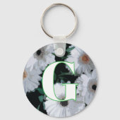 White Gerbera Daisy custom monogram sleutelhanger (Achterkant)
