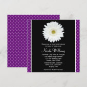 White Gerbera Daisy Paars Polka Dot Vrijgezellenfe Kaart (Voorkant / Achterkant)