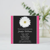 White Gerbera Daisy Pink Polka Dot Baby shower Kaart (Staand voorkant)