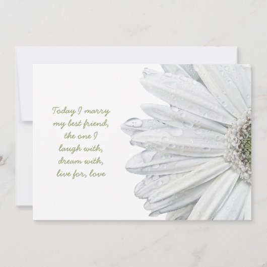White Gerbera Daisy Wedding Invitation Kaart (Achterkant)