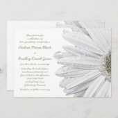 White Gerbera Daisy Wedding Invitation Kaart (Voorkant / Achterkant)